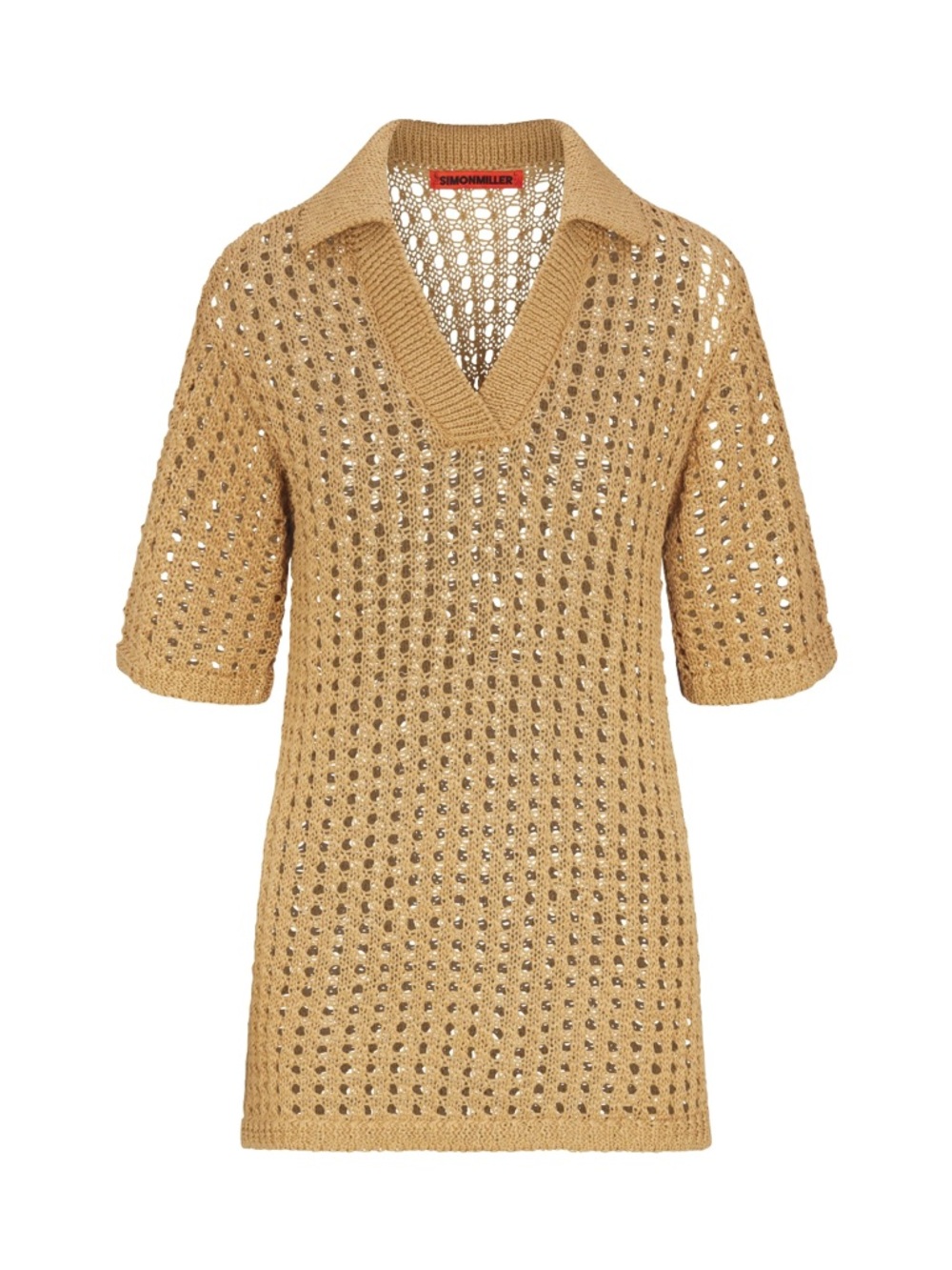 SIMON MILLER Brisas Crochet Polo
Top in Natural size XS beach bikini coverup